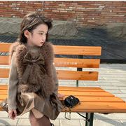 冬新作  韓国子供服    ベビー   ベスト  チョッキ  もふもふ  スカート  ニット  インナー