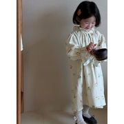 秋新作 韓国風子供服   ベビー服  ワンピース  女の子  長袖  花柄     ファッション