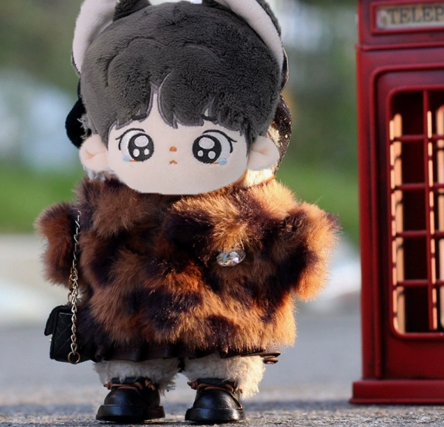 ヒョウ柄   コート  ぬいぐるみ用服  ミニドール  ミニチュア  人形着せ替え  お人形の服    17cm用