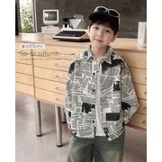 2024 秋新作 韓国風子供服  キッズ  ベビー服   トップス  シャツ  新聞  プリント