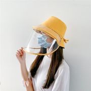 つば広帽子 UVカット 紫外線帽子 ウィルス対策 ハット 飛沫感染対策 フェイスマスク
