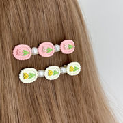 ヘアピン　ヘアクリップ　ヘアアクセサリー　春夏　チューリップ　髪飾り　韓国ファッション