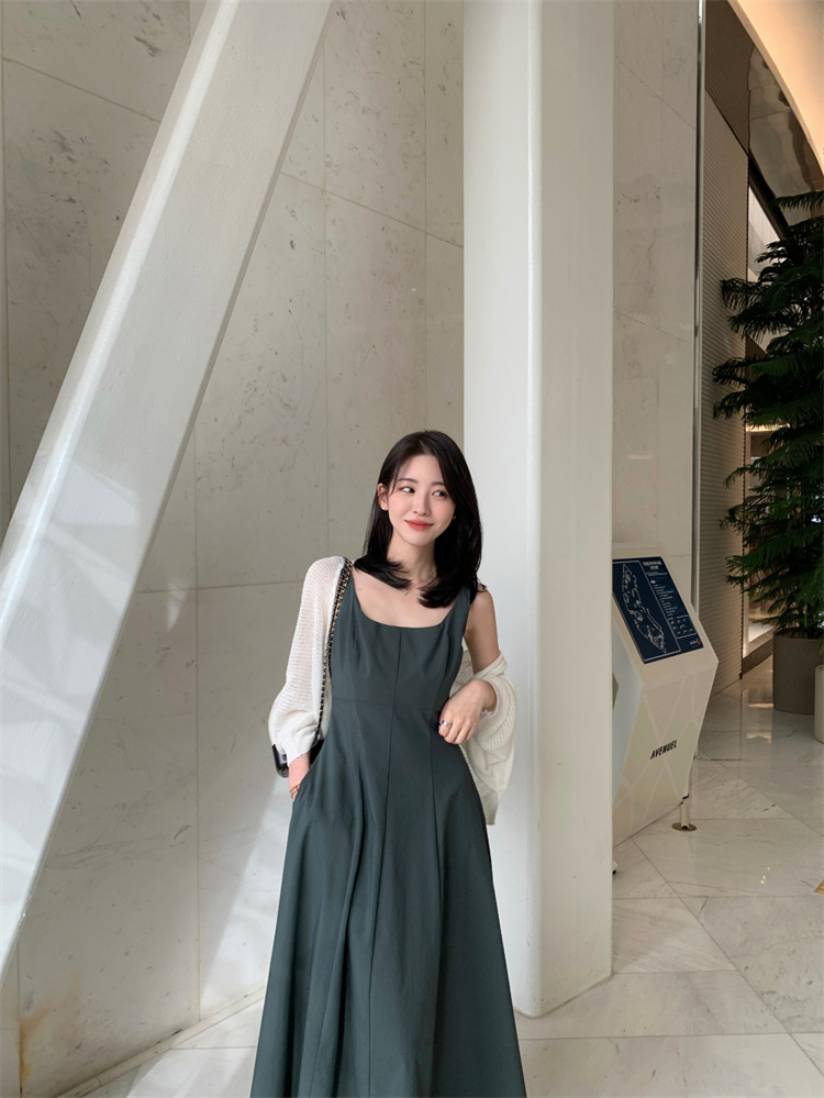 ナチュラルでシンプルなデザイン 韓国ファッション ロングスカート 怠惰な風 大人気 ワンピース