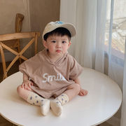 韓国子供服  夏 2点セット 帽子付き 半袖 半ズボン ショートパンツ 快適 ファッション レジャー 2色