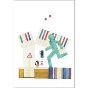 ポストカード イラスト 山田和明「二つの風船」105×150mm 動物 郵便はがき