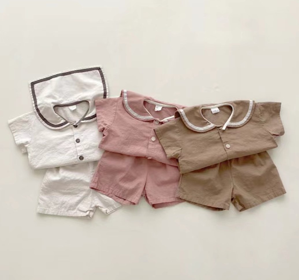 韓国子供服    キッズ服    男女兼用   シャツ+パンツ   2点セット   3色