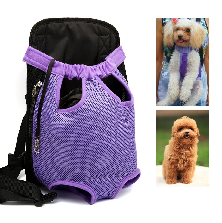 犬猫兼用 　ペット用 キャリーバッグ  リュック型  携帯便利  お出かけ 散歩用 ペットバッグ　紫色