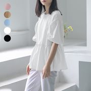 【2023夏新作】韓国風レディース服　夏　ゆったり　シンプル　カジュアル　きれいめ　半袖ブラウス