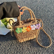 とてもよかったです 草編みバッグ 夏 花 ファッション 編み物 ハンドバッグ 中抜き カジュアル
