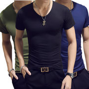 全8色・メンズ・vネックTシャツ・ブラウス・夏新作 ・半袖・トップス・M-3XL
