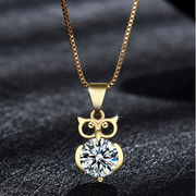 韓国のシンプルなファッション 18K ゴールド フクロウ フラッシュ ダイヤモンド ペンダント ネックレス