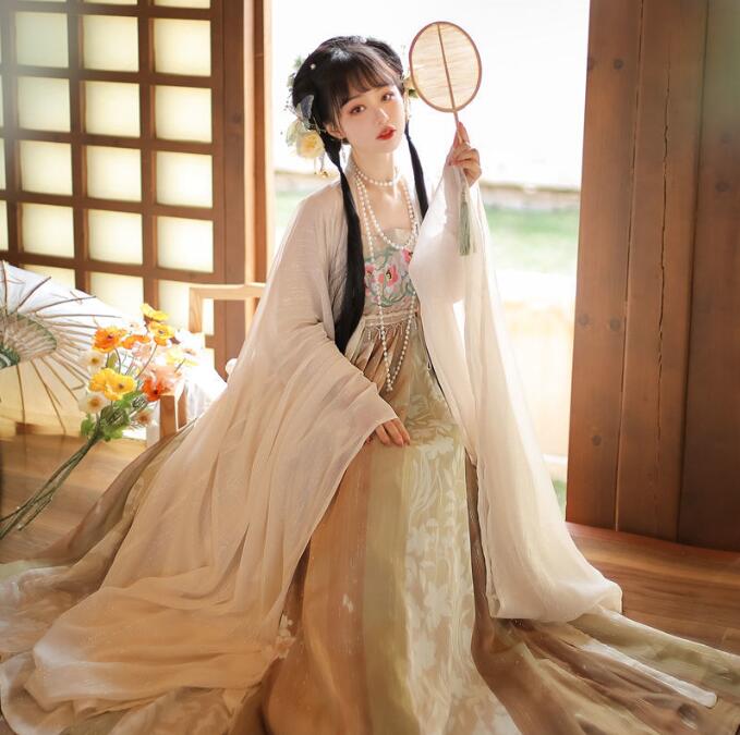 レディース中国伝統古典美女漢服唐装豪華ワンピースロング丈羽織中華
