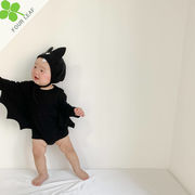 コウモリ ロンパース 帽子付き ウンドネック 長袖 ベビーロンパース 通気性 赤ちゃん 66cm~90cm