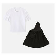 韓国子供服 セットアップ 女の子 新作 夏服 半袖 Tシャツ + ストラップスカート 2点セット キッズ