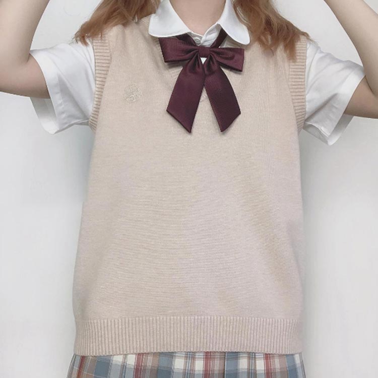 スクールベスト 制服 ベスト 夏用 薄手 ニットベスト Vネック 定番
