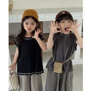 人気新品韓国風子供服  Tシャツ ノースリーブキッズ服   トップス　4色