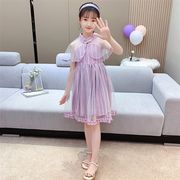 子供服 ワンピース 160 150 韓国子ども服 キッズ 女の子 春夏 ストライプ チュール 子供