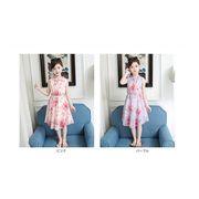 子供服 ワンピース ピンク 160 韓国子ども服 キッズ 女の子 夏服 シフォンワンピ 花柄
