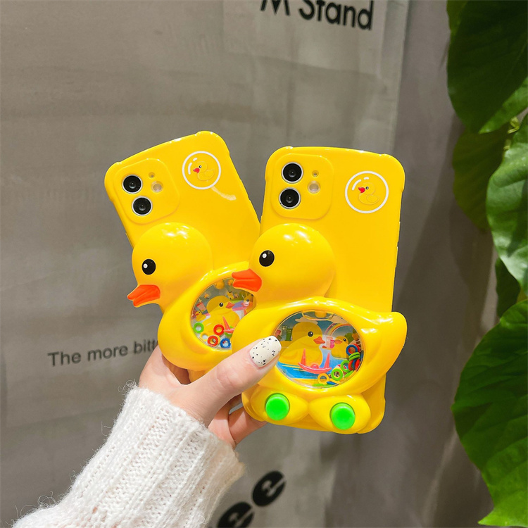 素敵なデザイン 携帯電話ケース 可愛い ユニーク 遊べる 黄色いアヒル iPhoneケース ゲーム機