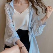 【2023夏新作】韓国風レディース服　夏　日焼け止め　カジュアル　きれいめ　UVカットシャツ