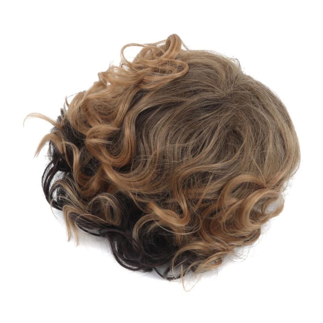 ウィッグ 茶髪 ウェーブ ブラウン パーマ フルウィッグ ネット付き