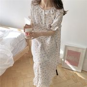 ネグリジェ レディース 春夏パジャマ 半袖ワンピース 花柄 ロングネグリジェ パッド付き ゆったり