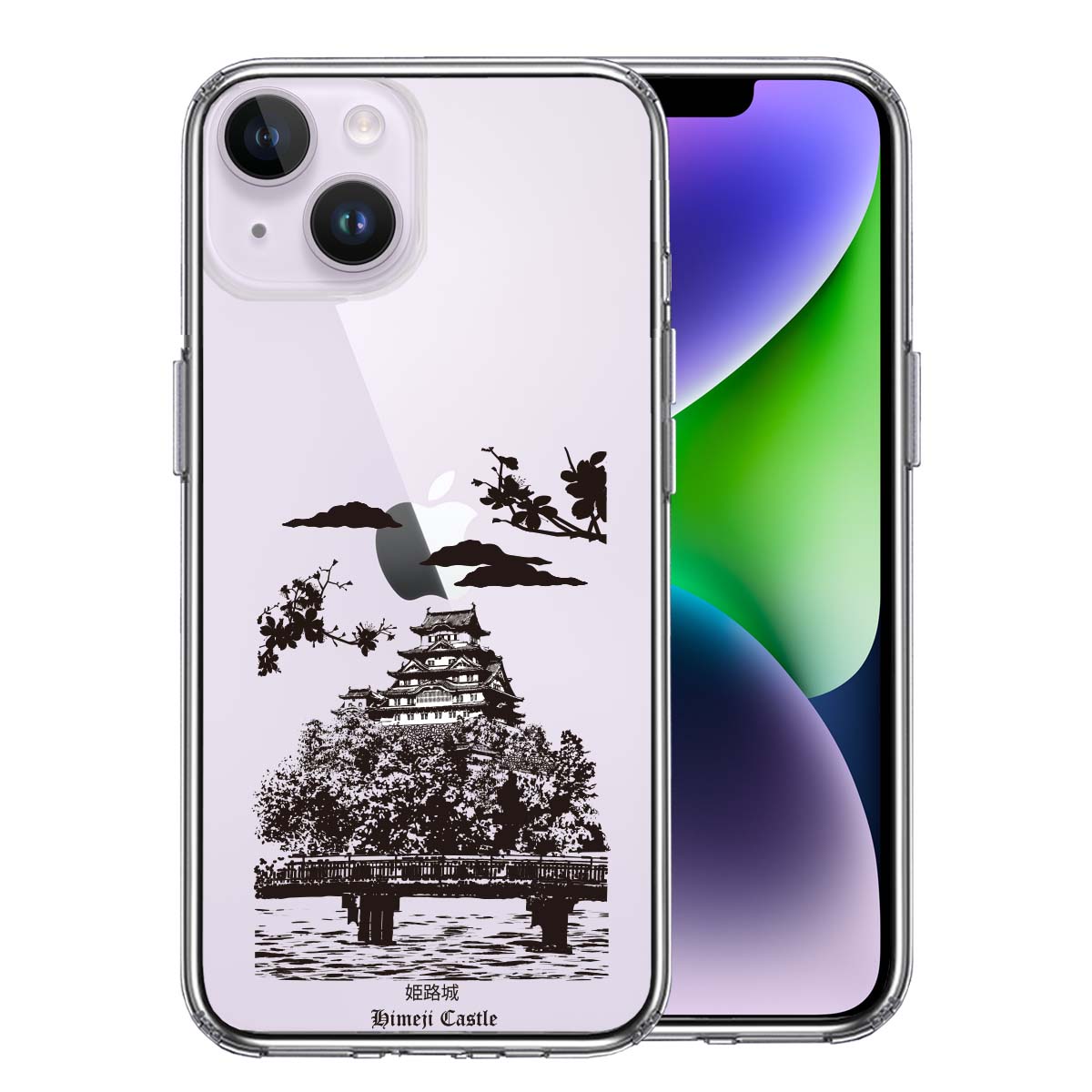 iPhone14 側面ソフト 背面ハード ハイブリッド クリア ケース 姫路城