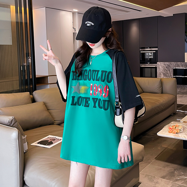 【予約220215】大きいサイズ春夏新作 韓国 レディース ファッション  Tシャツ ワンピースLL-4L全3色