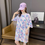 【予約220320】大きいサイズ春夏新作 韓国 レディース ファッション  Tシャツ ワンピースLL-4L