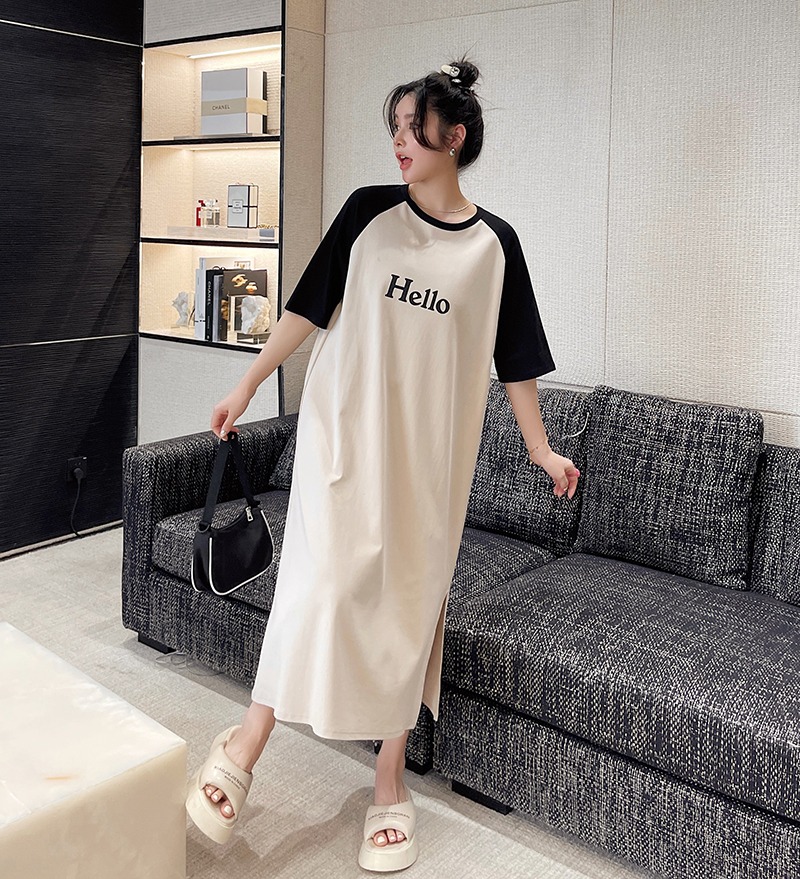【予約220428】大きいサイズ春夏新作 韓国 レディース ファッション  Tシャツ ワンピースLL-4L