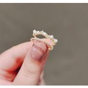 韓国ファッションアクセサリー　スターパール2連リング　星指輪