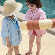 【2023夏】UVカット日焼け止め暑さ対策韓国風子供服 男女兼用　おしゃれ 半袖 トップス シャツ