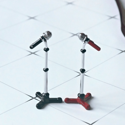 ドールハウス用 ミニチュア道具 フィギュア ぬい撮 おもちゃ 模型 ミニマイクロホン 2点セット