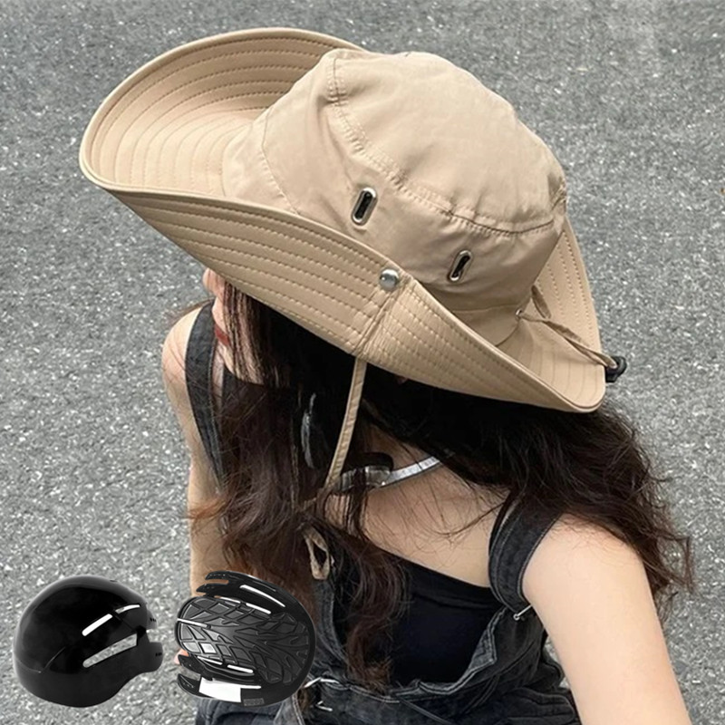 自転車ヘルメット韓国風日焼け止め夏通気性カウボーイハット