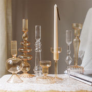 とてもファッション INSスタイル  食卓の置物 ドライフラワーの燭台 シンプル ガラスの燭台 花瓶