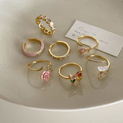 フラワー指輪　花指輪　リング　デザイン　アクセサリー　レディース　韓国ファッション