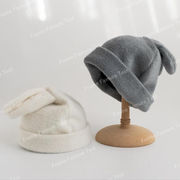 かわいいうさぎの耳ウールの帽子女性の冬の暖かさオールマッチプラスカシミアビッグヘッドニット