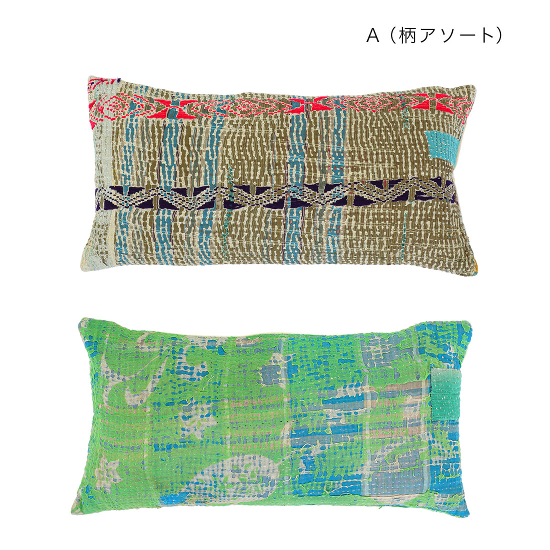 ミニクッション ヴィンテージカンタ[古布 インド 刺繍 パッチワーク