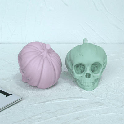 石鹸ローソク アロマキャンドル バスボール素材 レジン枠シリコンモールド ハロウィン 髑髏かぼちゃ 蝋燭