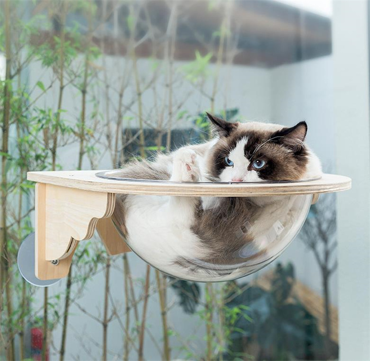 海外セレブ人気商品 おしゃれ 猫用ハンモック 実木 透明宇宙船 猫用寝床 吊り下げ 吸盤 ガラス製宇宙船