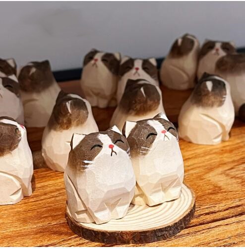置物 木製 木彫り 雑貨 インテリア飾り かわいい　プレゼント 猫グッズ