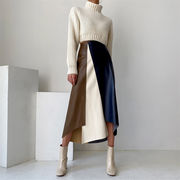 穿きやすく使いやすい  ギャザリング 中長 トレンド ハイウエスト ロングスカート 縫付 ユニークなデザイン