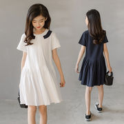 夏新作子供服、韓国、ワンピース、女の子、プリーツプリンセススカート