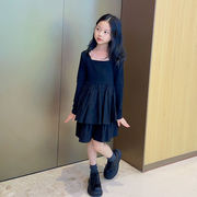 ★Girls★ 　子供ワンピース　ティアードスカート　大人ポイコーデ　韓国子供ファッション