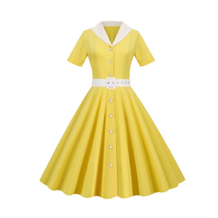 レトロワンピース 50年代 春 きれいめ ゆったり 結婚式 Vネック レトロワンピース 50年代 春 きれいめ ゆったり 結婚式 Vネック