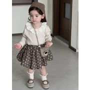 2025 秋新作  韓国風子供服  ベビー服   トップス   長袖 Tシャツ レース  or  花柄  スカート  女の子