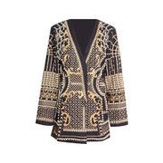 素敵な商品 中丈コート 真珠 スーツコート プリント 2023秋 コート レディース ファッション Vネック