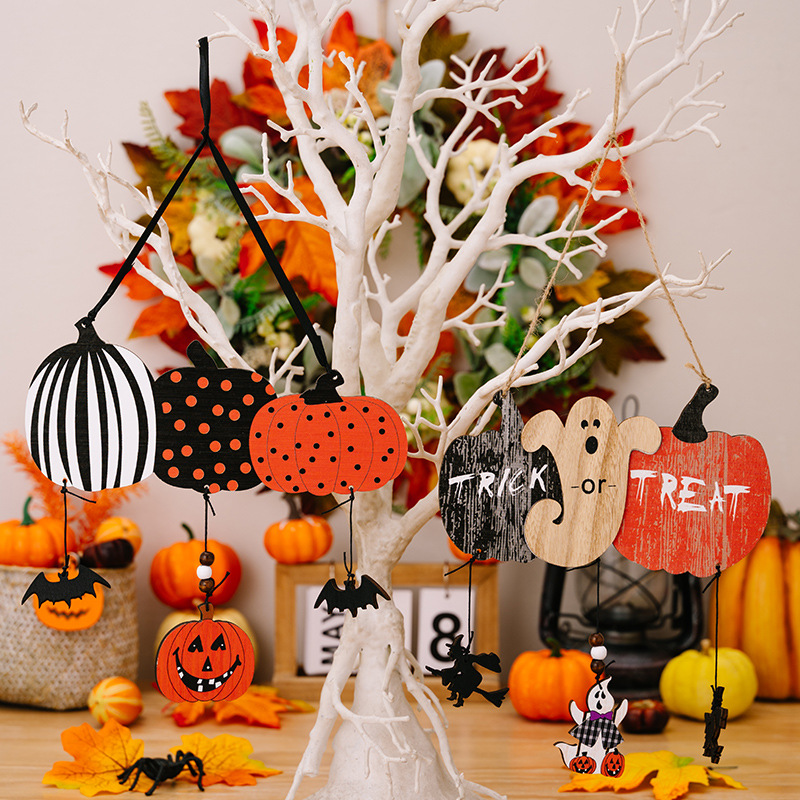 2種】ハロウィンオーナメント 紐付き 幽霊 水玉 壁飾り