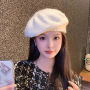 ニットベレー帽　レディース帽子　韓国ファッション　秋冬　ふわふわ　かわいい