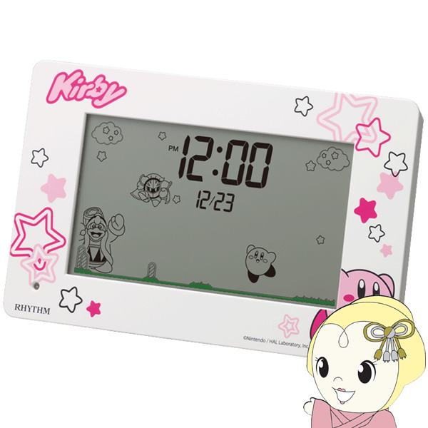 置き時計 目覚まし時計 星のカービィ おもしろ アクション デジタル時計 カレンダー 付き ピンク リズ・